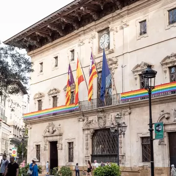 Exterior view of the Ajuntament (town hall) in Palma de Mallorca, Spain.