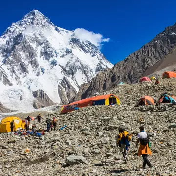 Broad Peak base camp on the trek to K2. World Explorers/Shutterstock