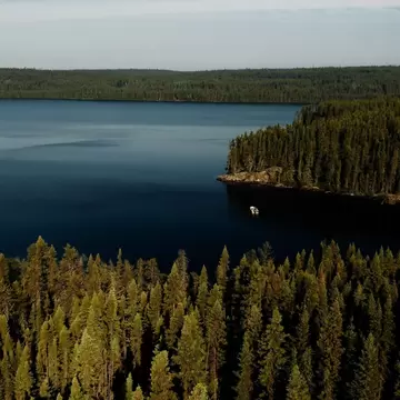 Boat on the Laurie River Manitoba, Canada