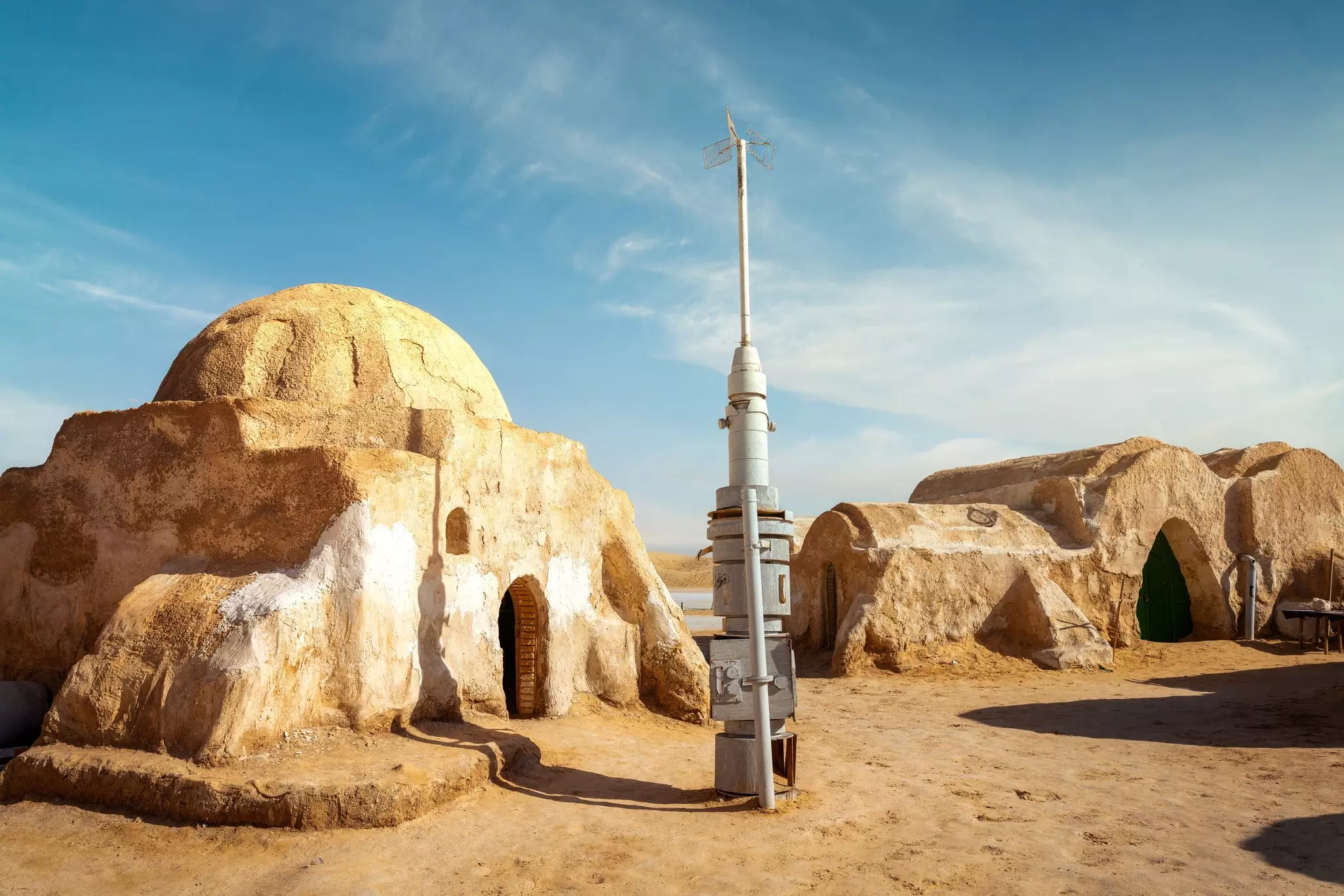 Abandoned film set of cave-style desert dwellings