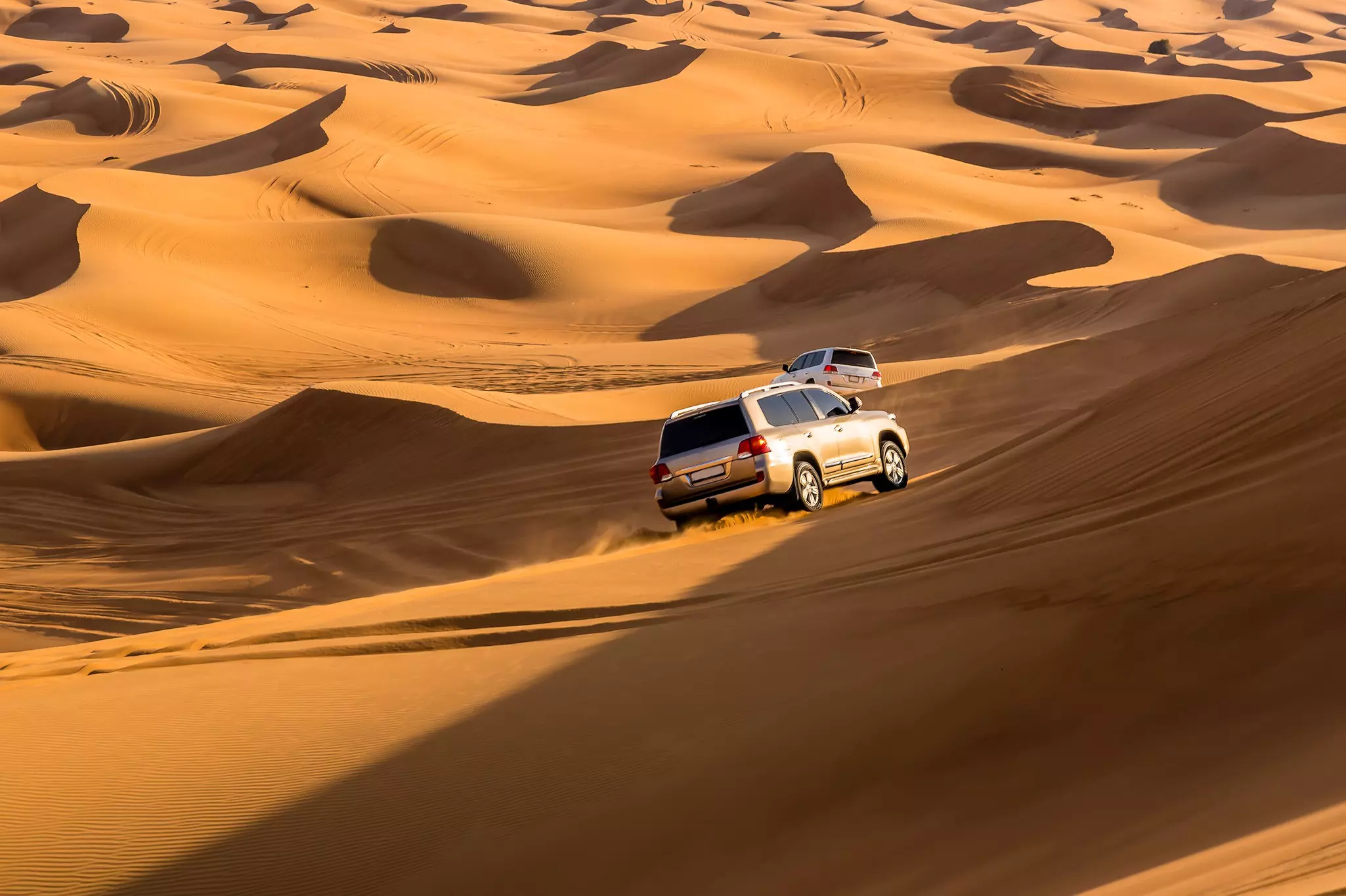 A desert safari in the red desert at Hatta near Dubai, UAE in springtime