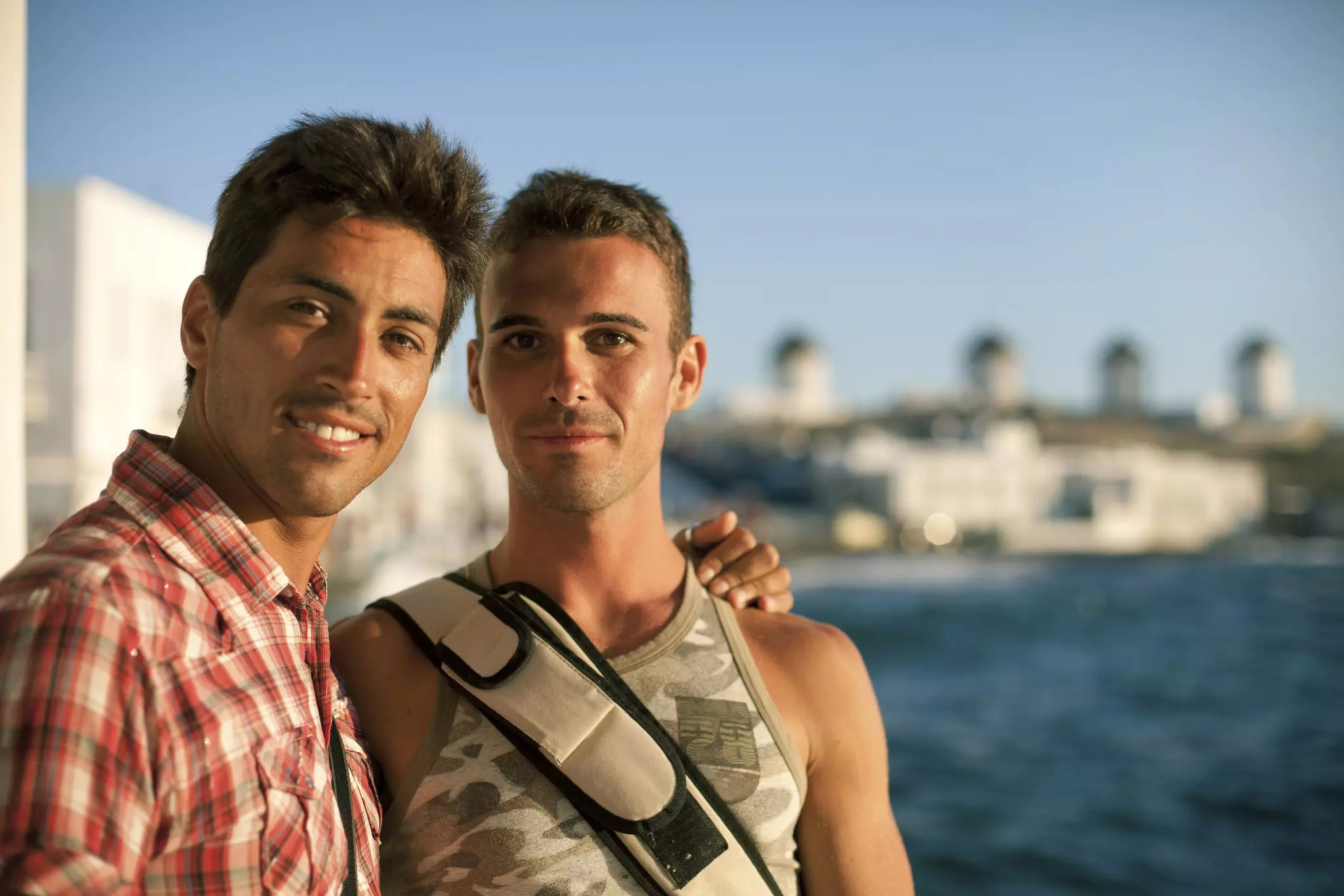 Two friends enjoying the sun in Greece