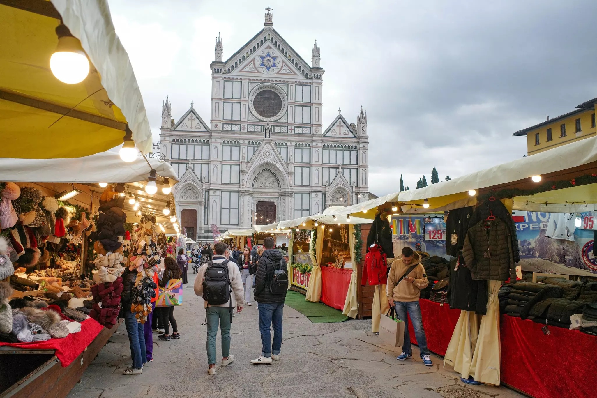 Christmas Market in Piazza Santa Croce and the Basilica di Santa Croce di Firenze