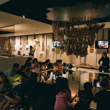 Visitors at the Gaudí Centre in Reus, Spain.