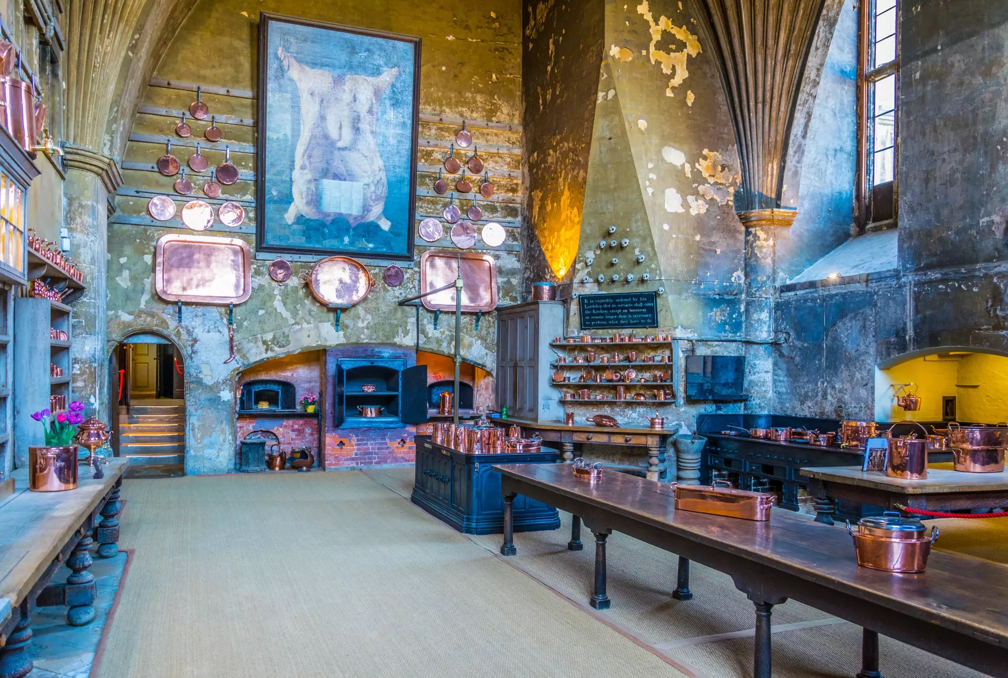 Interior of the kitchen in Burghley house near Stamford, England
