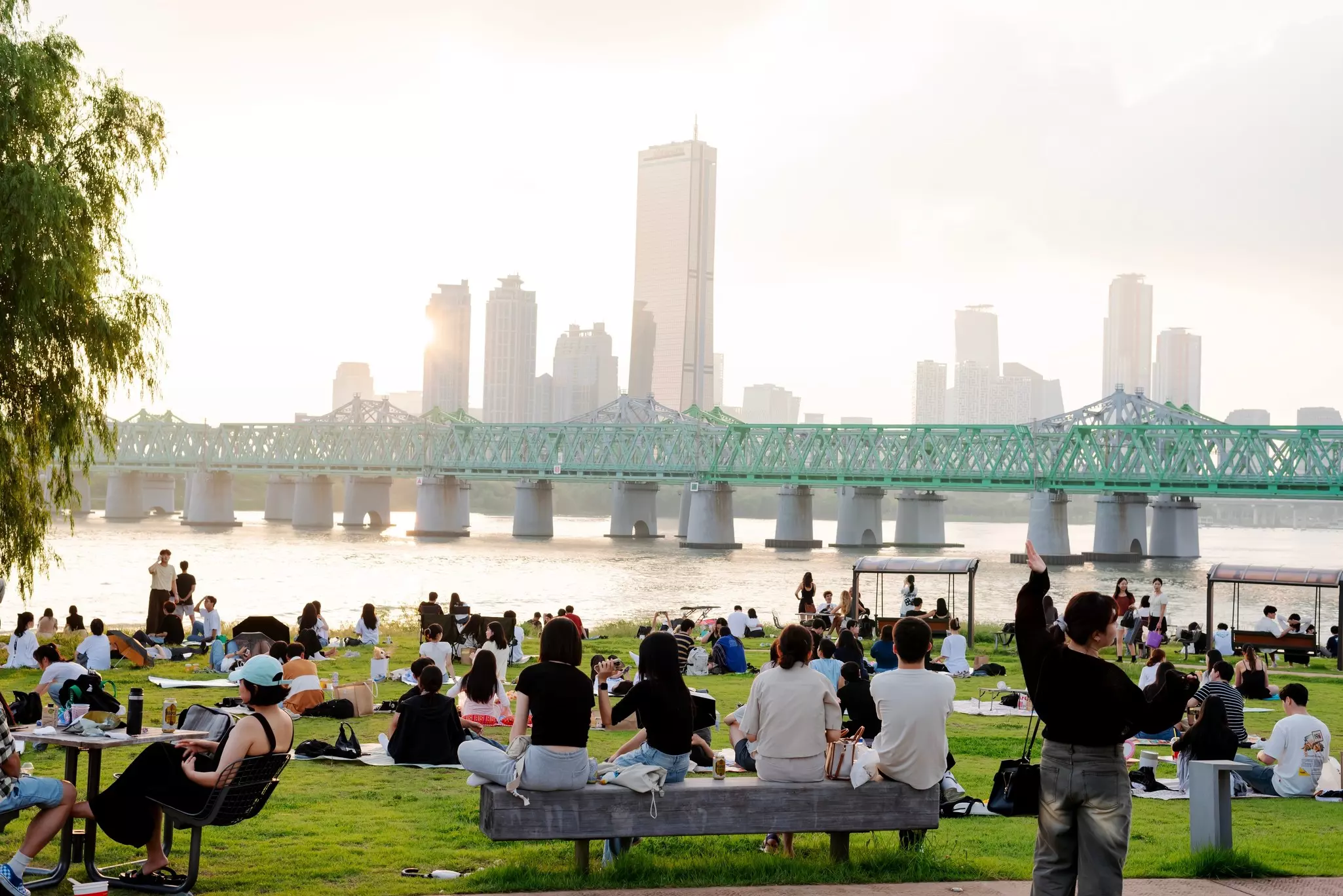 View of Hangang river park on a Holiday Day. 