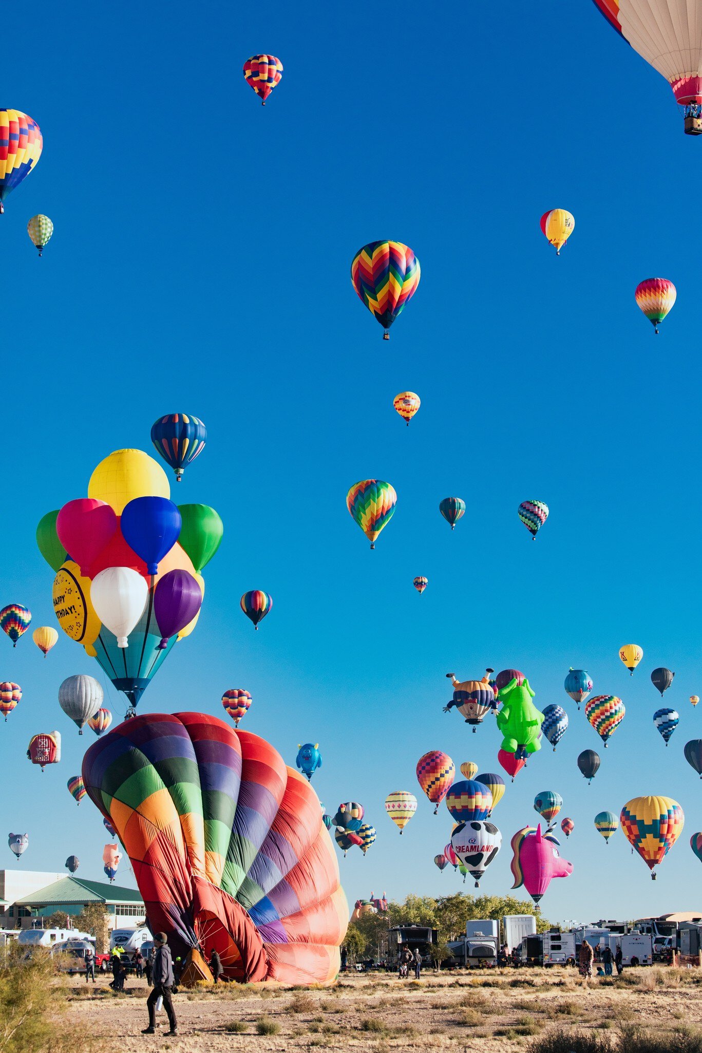 Colorful hot air balloons in Albuquerque.