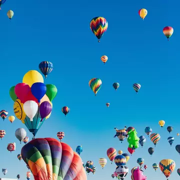 Colorful hot air balloons in Albuquerque.