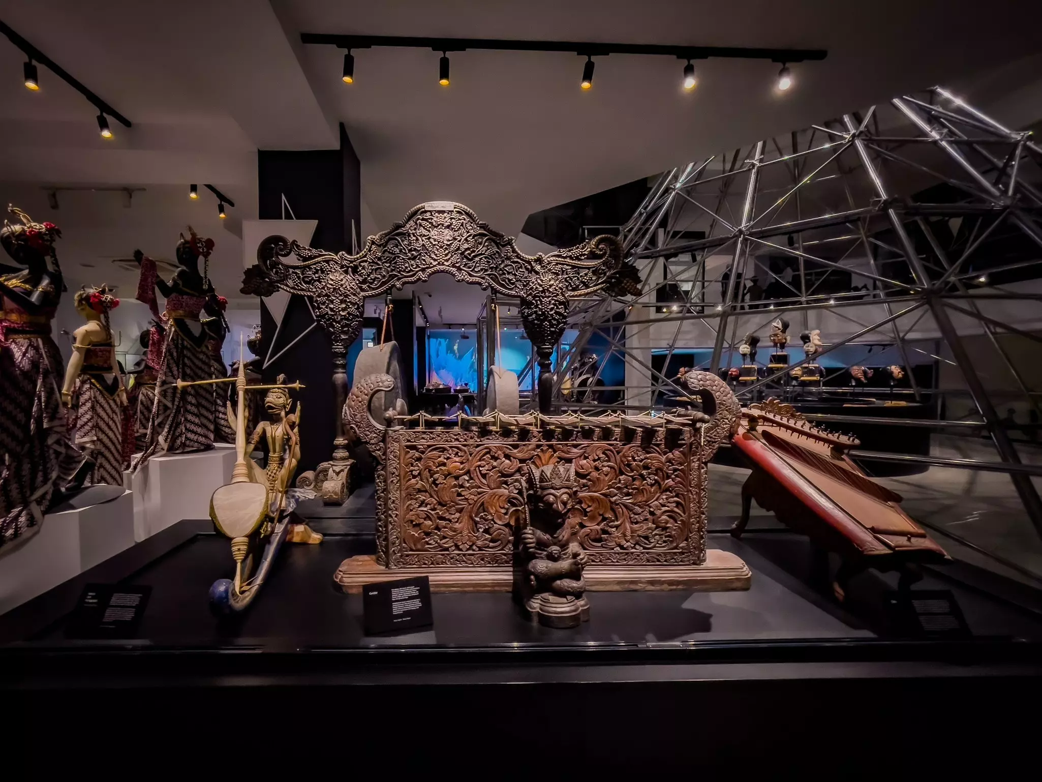 A gamelan display at the Sonobudoyo Museum, Yogyakarta, Indonesia.