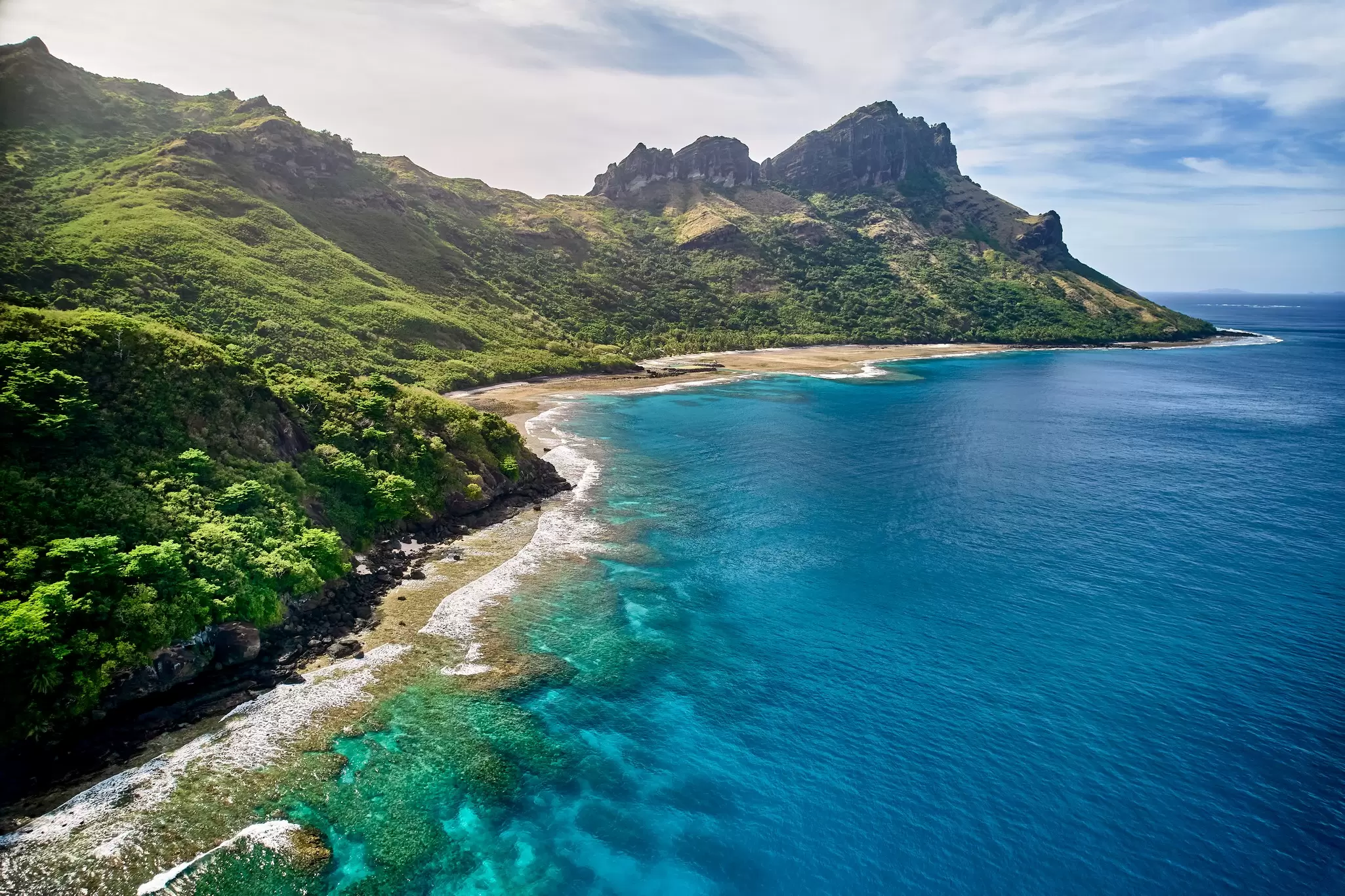 Coastline of Waya Island in the Yasawa Islands, Fiji. Mark Meredith/Getty Images