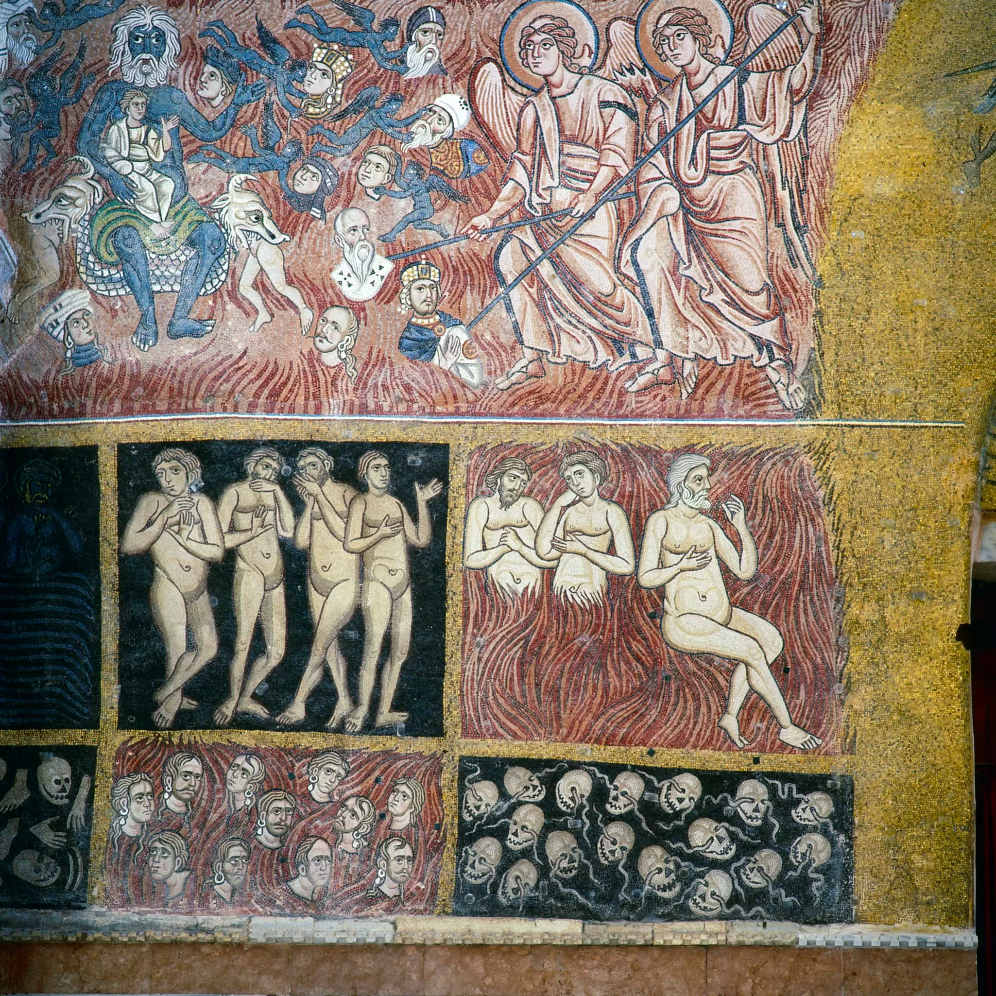 Mosaics of the Last Judgement in the Basilica di Santa Maria Assunta on the island of Torcello in Venice, Italy.