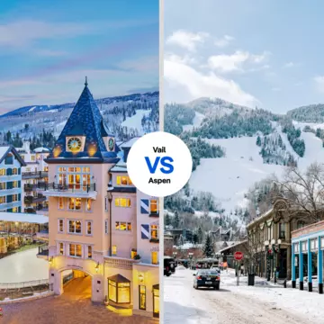 Which winter wonderland will you have your Hallmark moment in? Left, Discover Vail. Right Tamara Susa via Aspen Chamber Resort Association.
