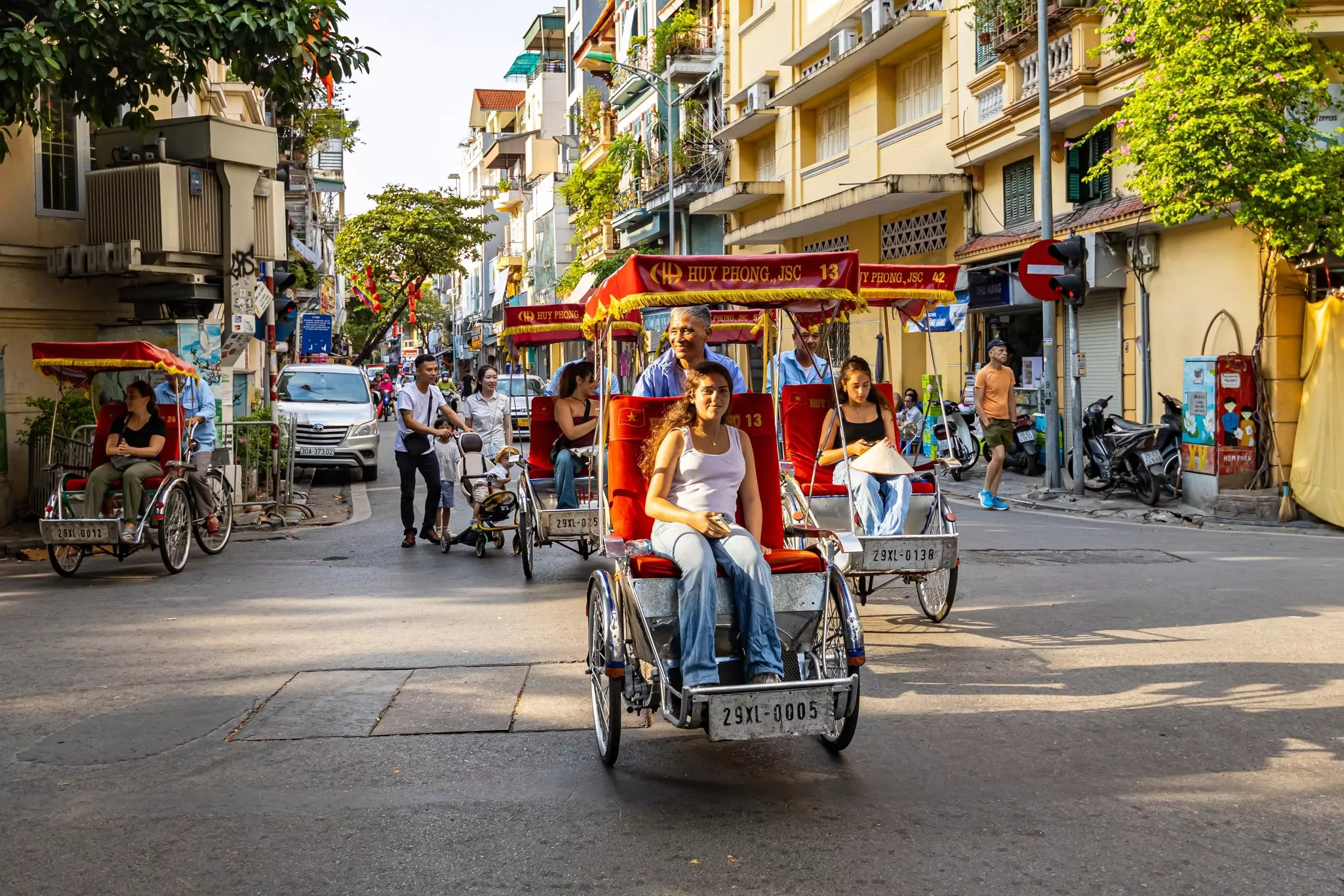 A few bike taxis in Ho Chi Minh City, Vietnam. 