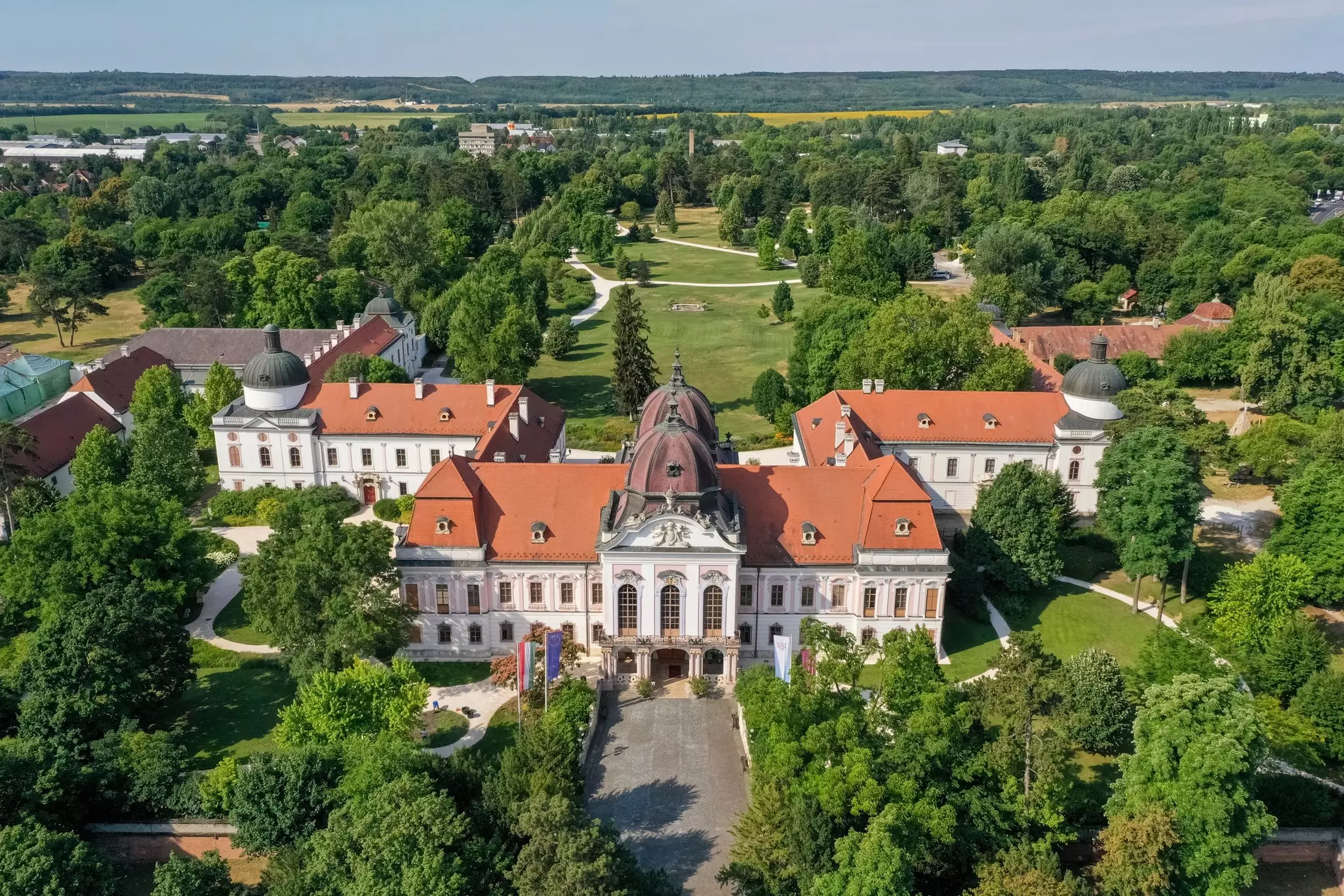 Aerial photo of the GÃ¶dÃ¶llÅ‘ Royal Castle. The palace is the favorite summer residence of the Habsburg princess, Empress of Austria and Queen Elizabeth Sissi of Hungary. Hungary Godollo.  License Type: media  Download Time: 2023-02-22T22:33:49.000Z  User: mvm_lonelyplanet  Is Editorial: No  purchase_order:   