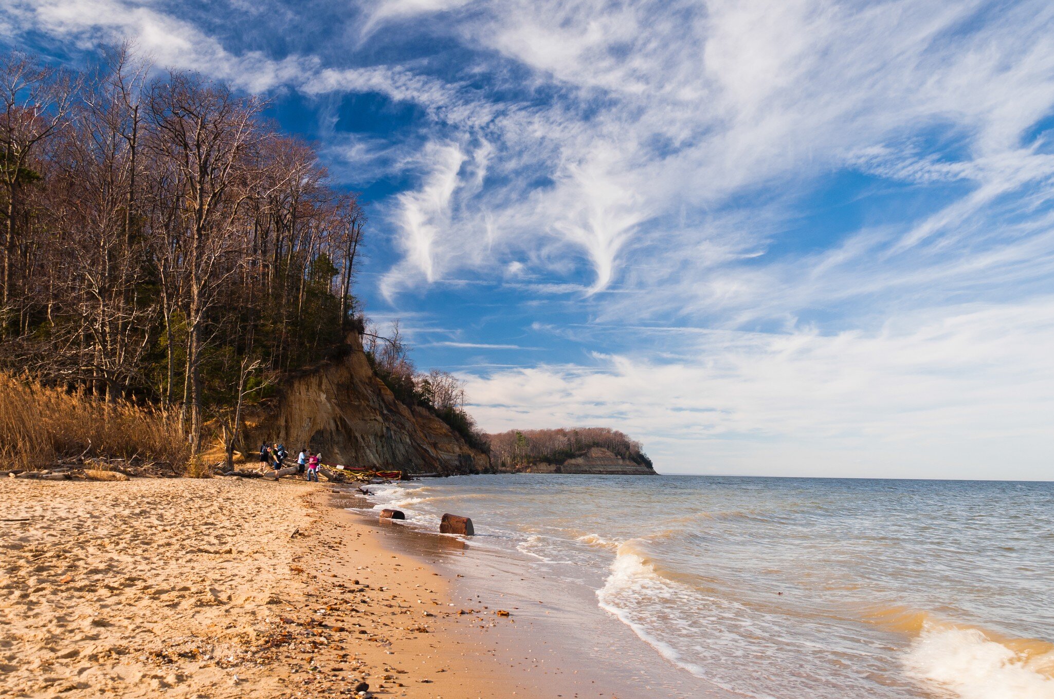 Beach and cliffs on the Chesapeake Bay at Calvert Cliffs State Park, Maryland.; Shutterstock ID 147638021;