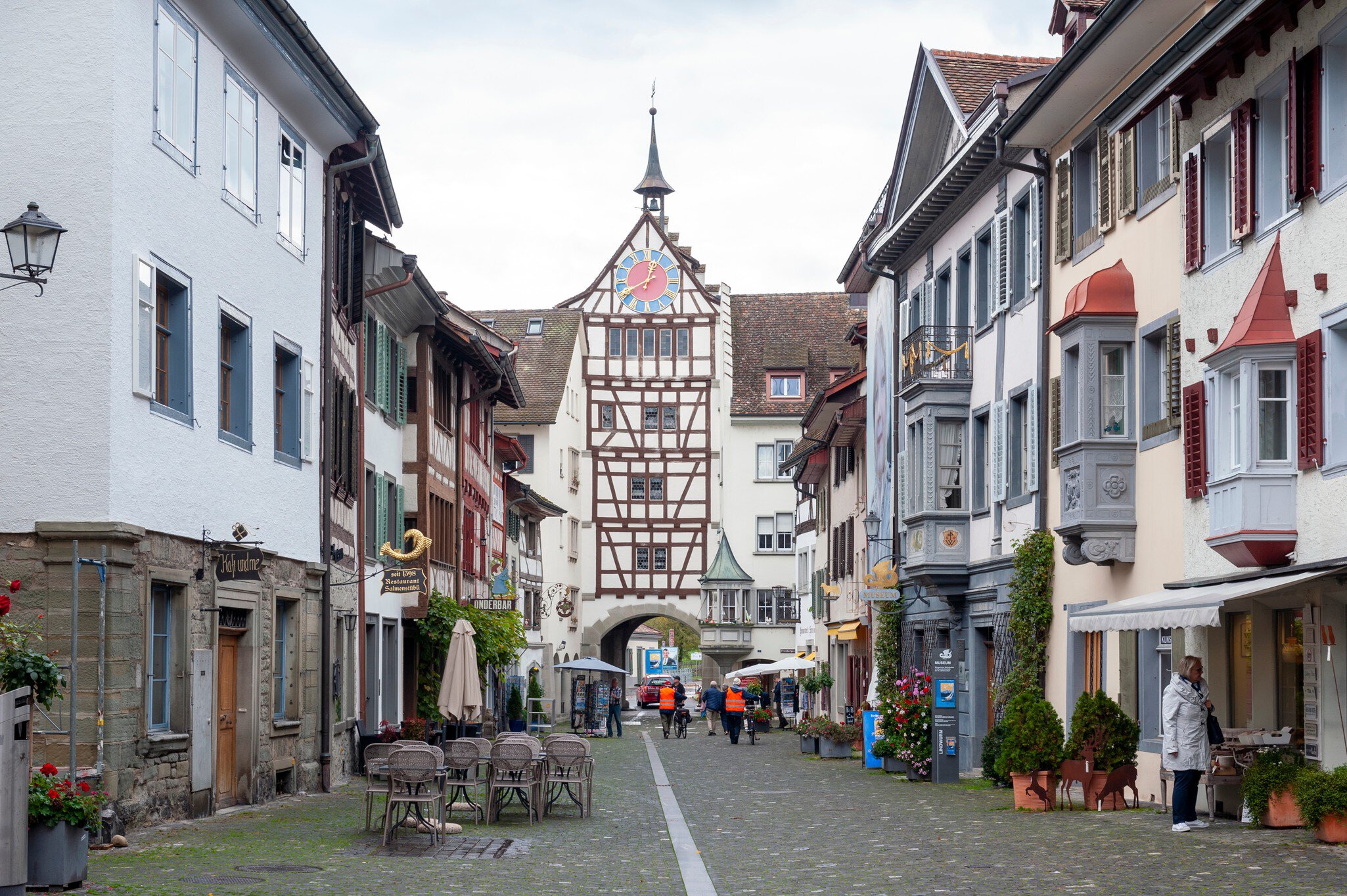 Stein Am Rhein, Switzerland - October 2019: Preserved historic buildings at Rathausplatz, a town square in old small city of Stein Am Rhein, Switzerland.; Shutterstock ID 1551347360; purchase_order: 65050; job: ; client: ; other: