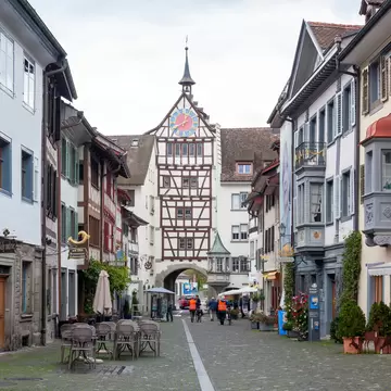 Stein Am Rhein, Switzerland - October 2019: Preserved historic buildings at Rathausplatz, a town square in old small city of Stein Am Rhein, Switzerland.; Shutterstock ID 1551347360; purchase_order: 65050; job: ; client: ; other: