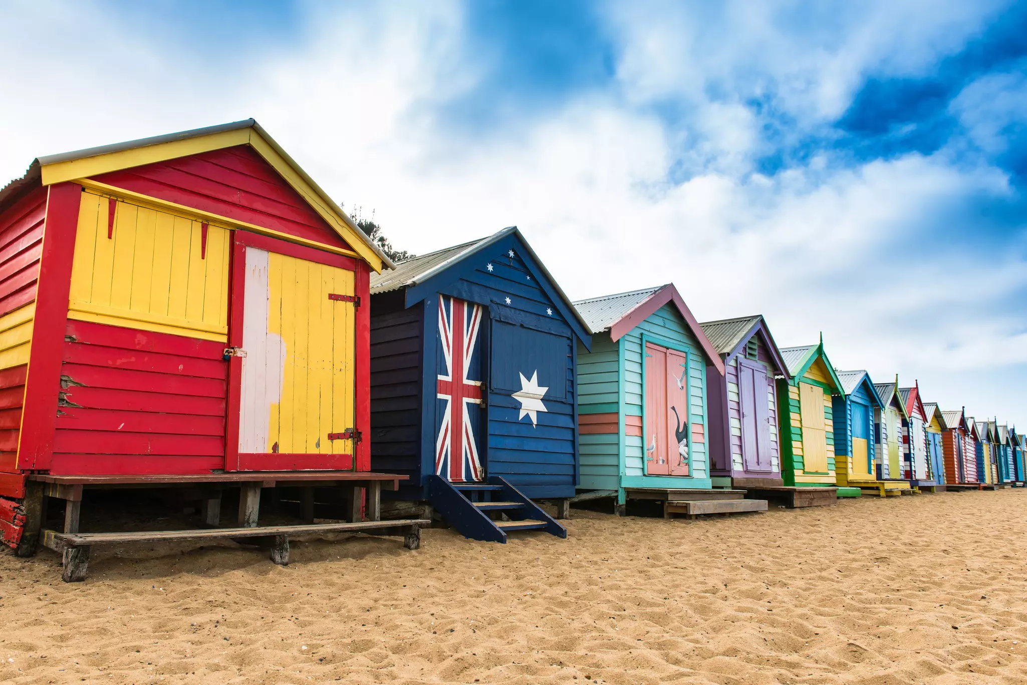 Colourfully painted Brighton Beach Huts, Australia
