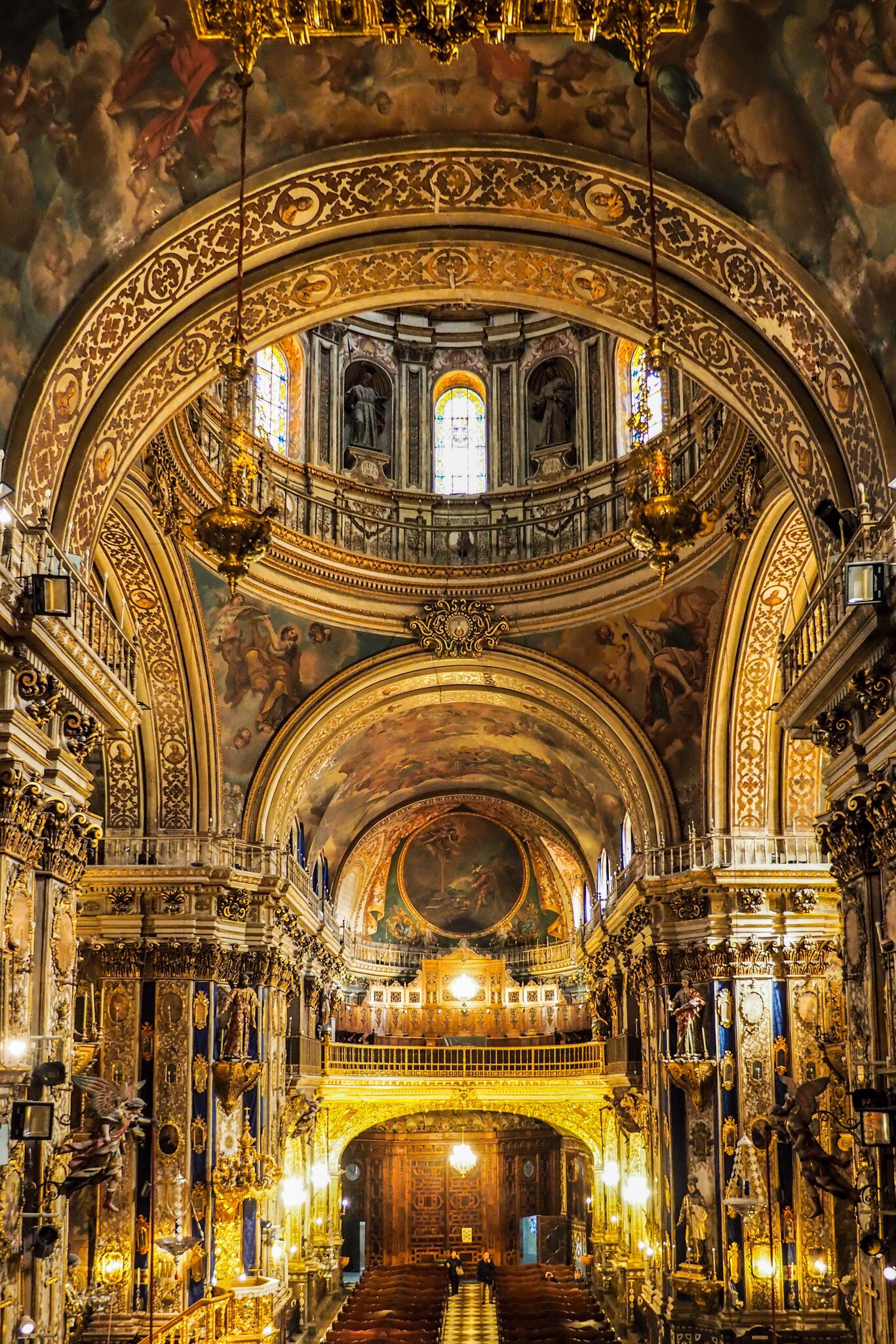 Interior view of the Basílica San Juan de Dios in Granada, Spain.