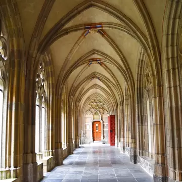 View down the cloister of the Dom Church in Utrecht. 