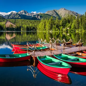 Flanked by the Tatra Mountains, the lakeside resort town of Štrbské Pleso is a good base to begin your Slovakian adventure. Jaroslav Sekeres/Shutterstock