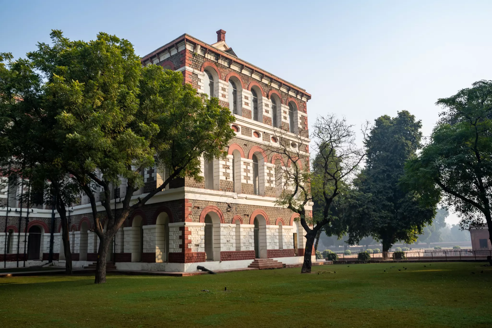 Former British barracks inside of the ancient Red Fort in Delhi, India.