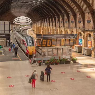A train at a platform in York Station. Jack Cousin/Shutterstock