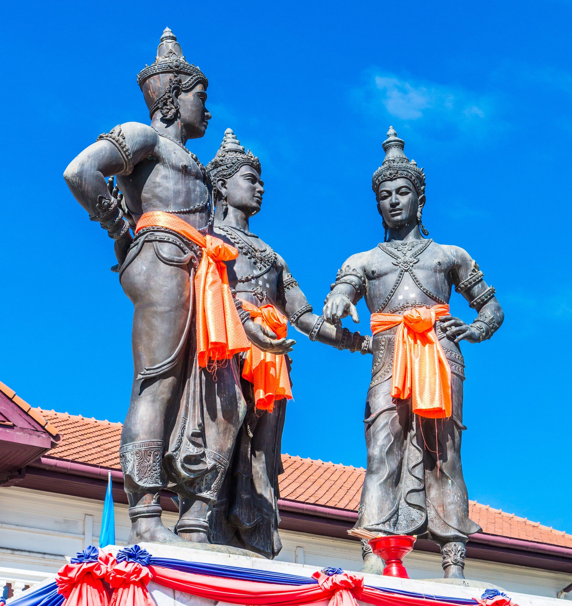 The Three Kings Monument at old town Chiang Mai (700 years old), Thailand.