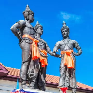 The Three Kings Monument at old town Chiang Mai (700 years old), Thailand.