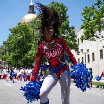 The Baltimore All-Stars Marching Unit at the Juneteenth Atlanta Parade. Atlanta's festivities for the holiday draw participants from around the country and around the world. Elijah Nouvelage/Getty Images