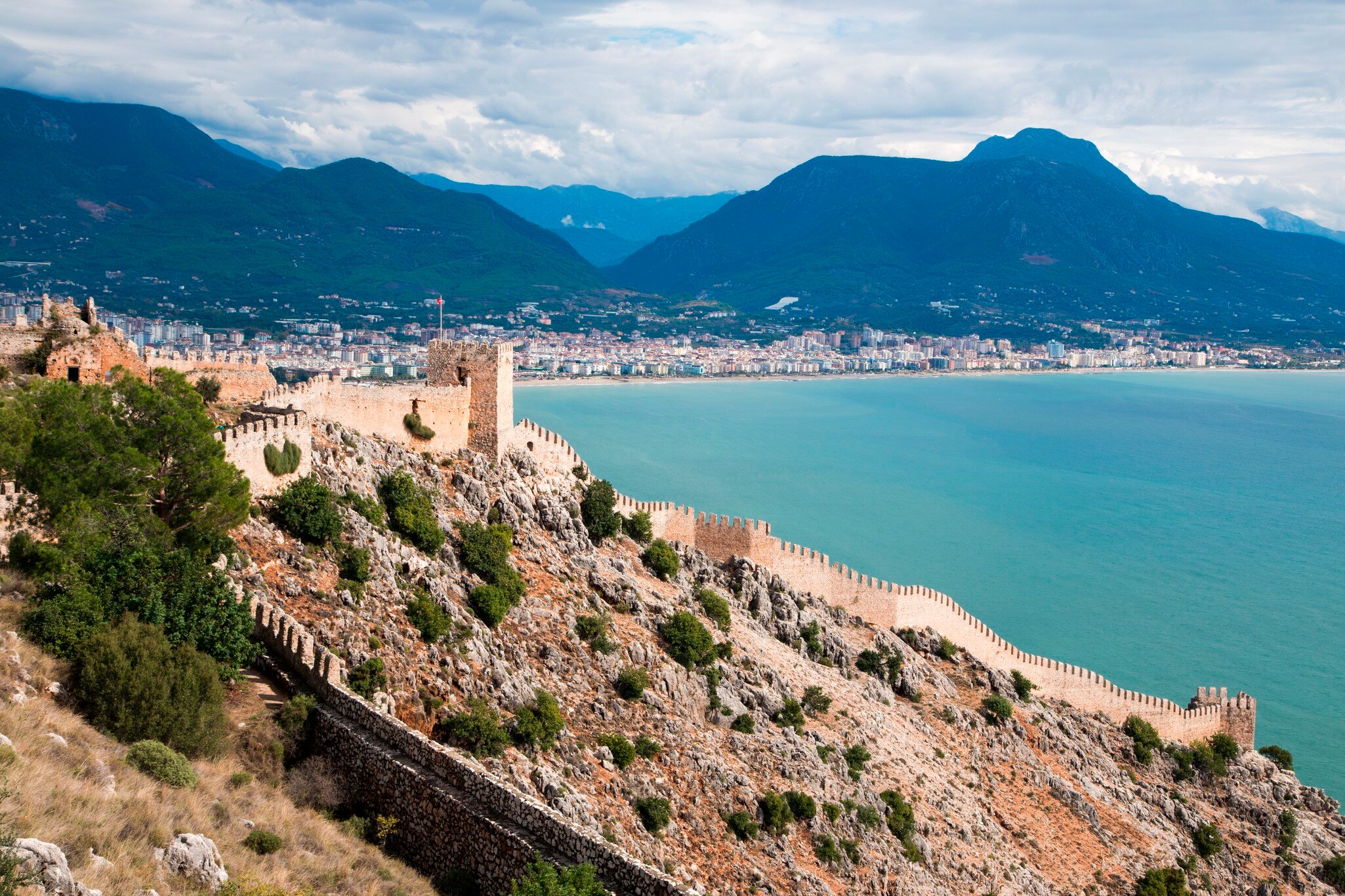 Alanya Castle walls and coastline