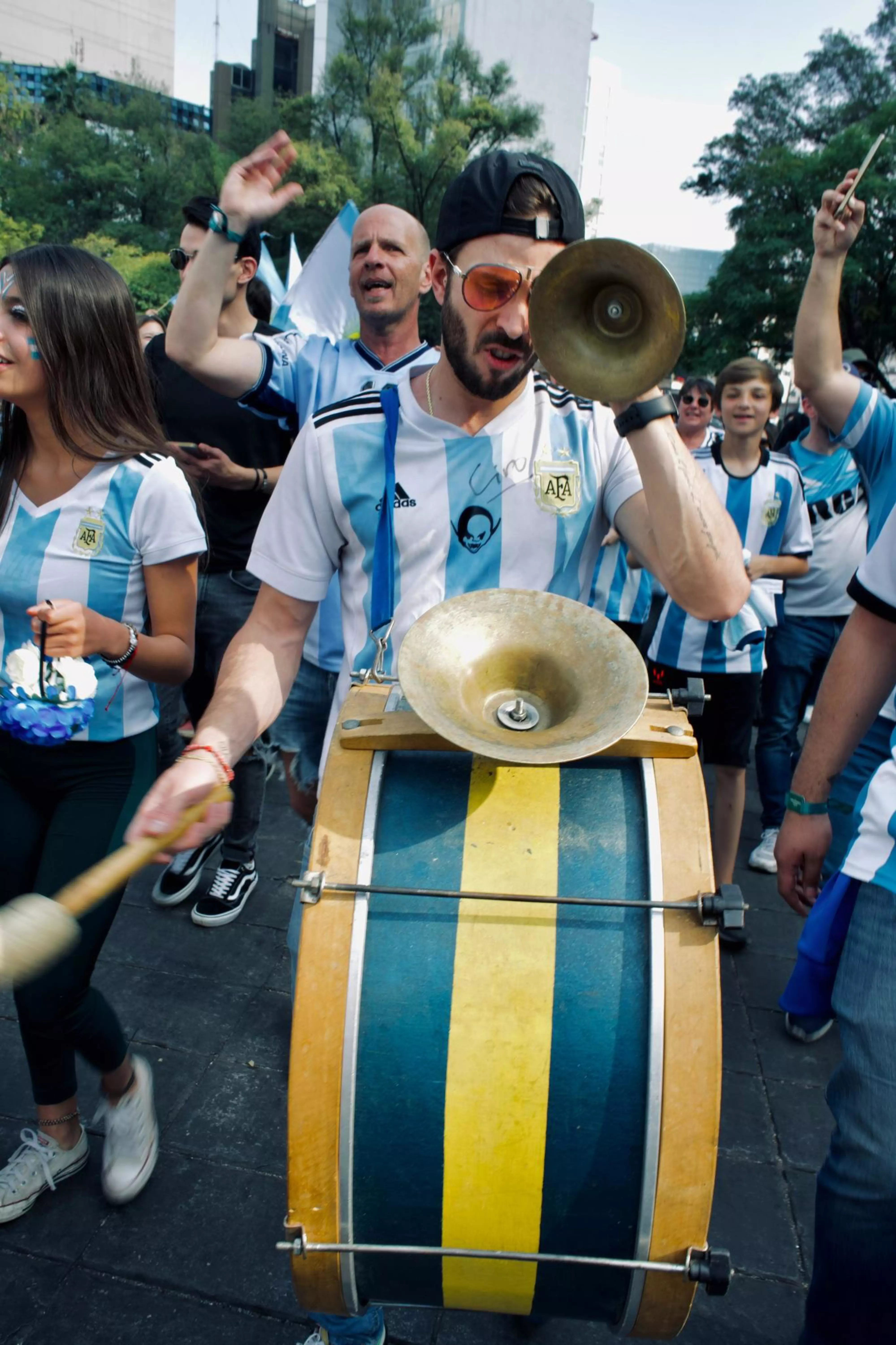 Argentina soccer fans celebrating in Argentina