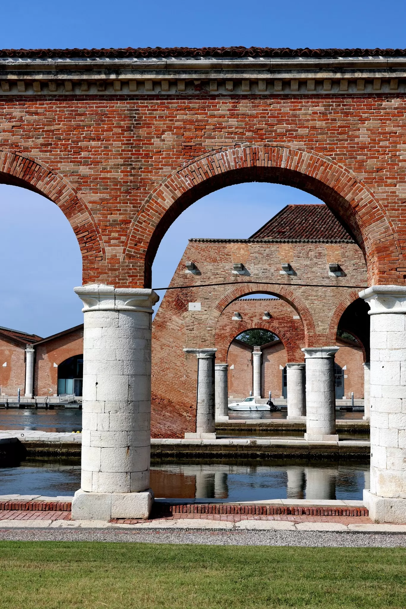View of the corderia (where ships’ cables were made) on the Arsenale grounds in Venice, Italy.