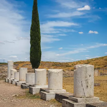 View of ruins in Segóbriga, a former Roman city near Cuenca, Spain.