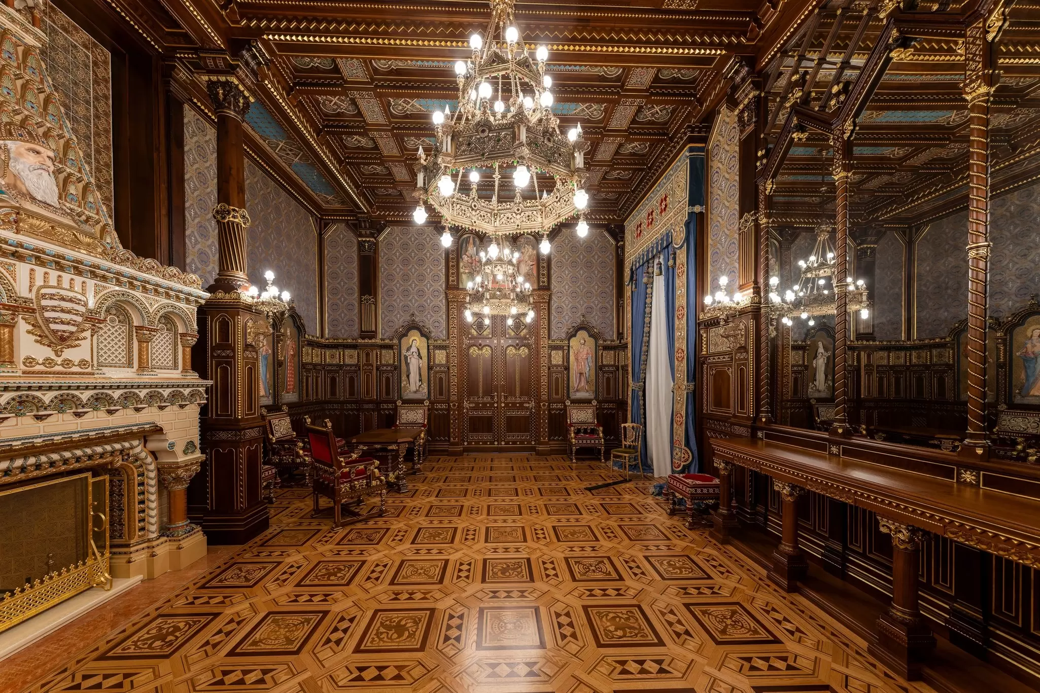 Interior of St Stephen's Hall in the Buda Castle Museum in Budapest, Hungary.