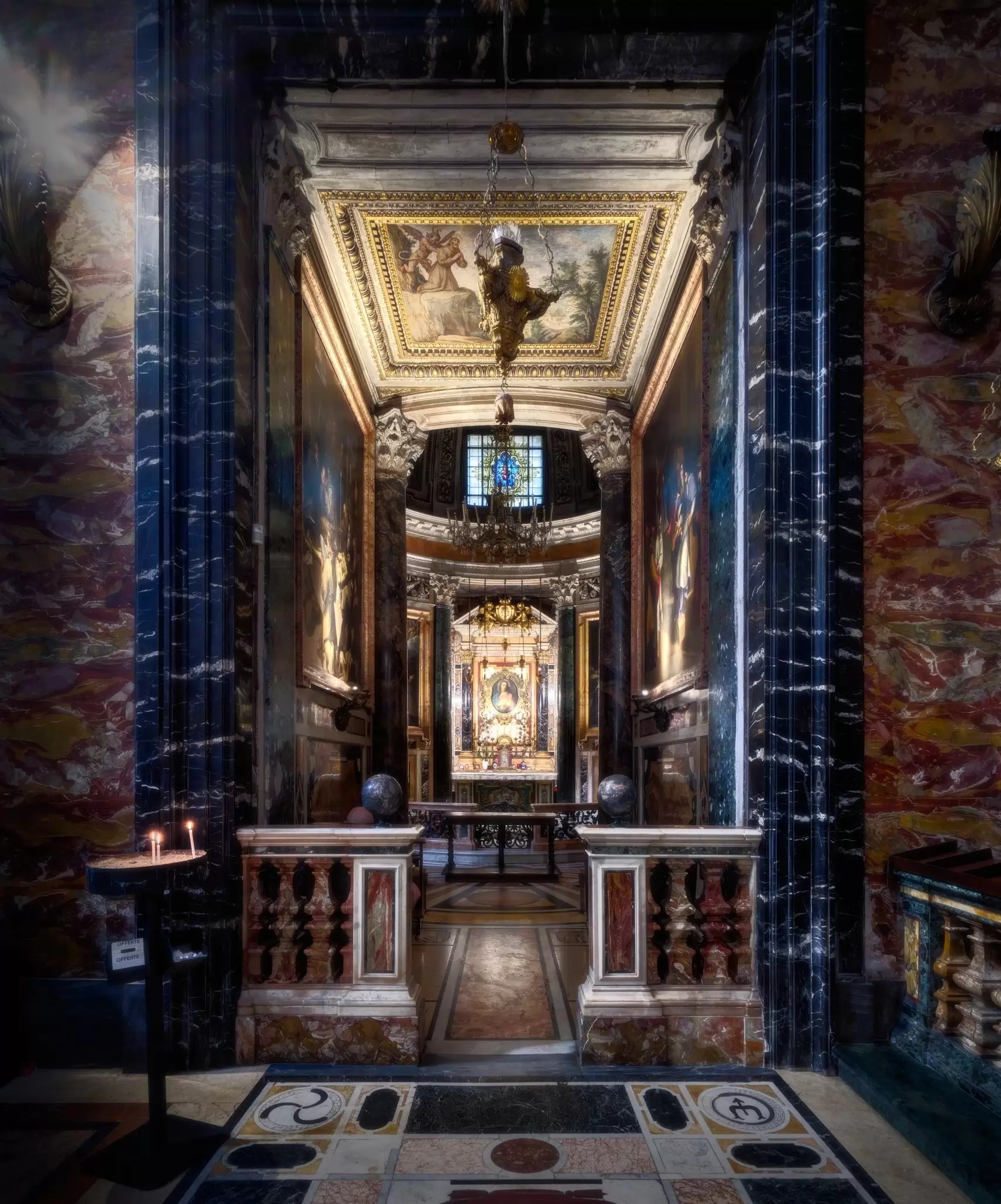 An interior view of the Cappella del Sacro Cuore (Chapel of Sacred Heart) in the Chiesa del Gesù in Rome, Italy.