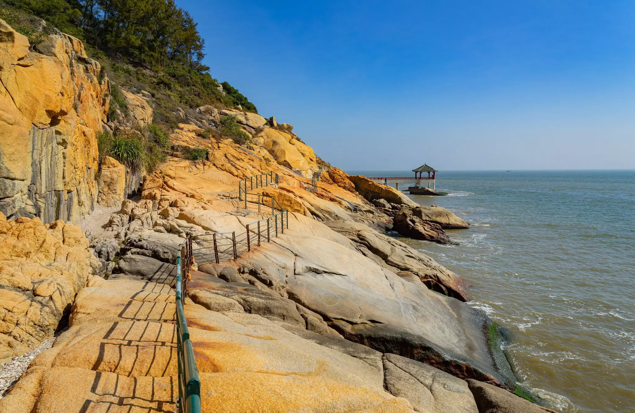 Sunny view of the landscape around Hác Sá Coastal Trail at Macao