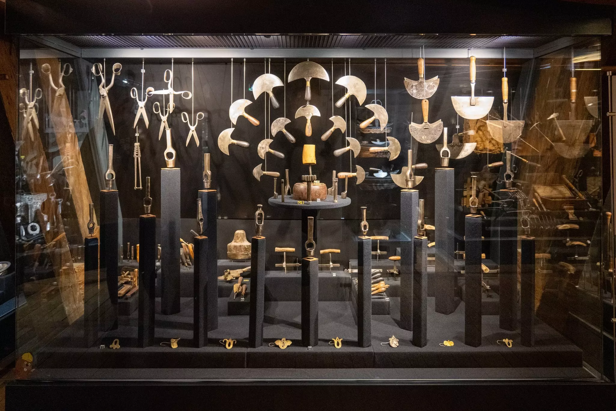 A display of tools in a museum
