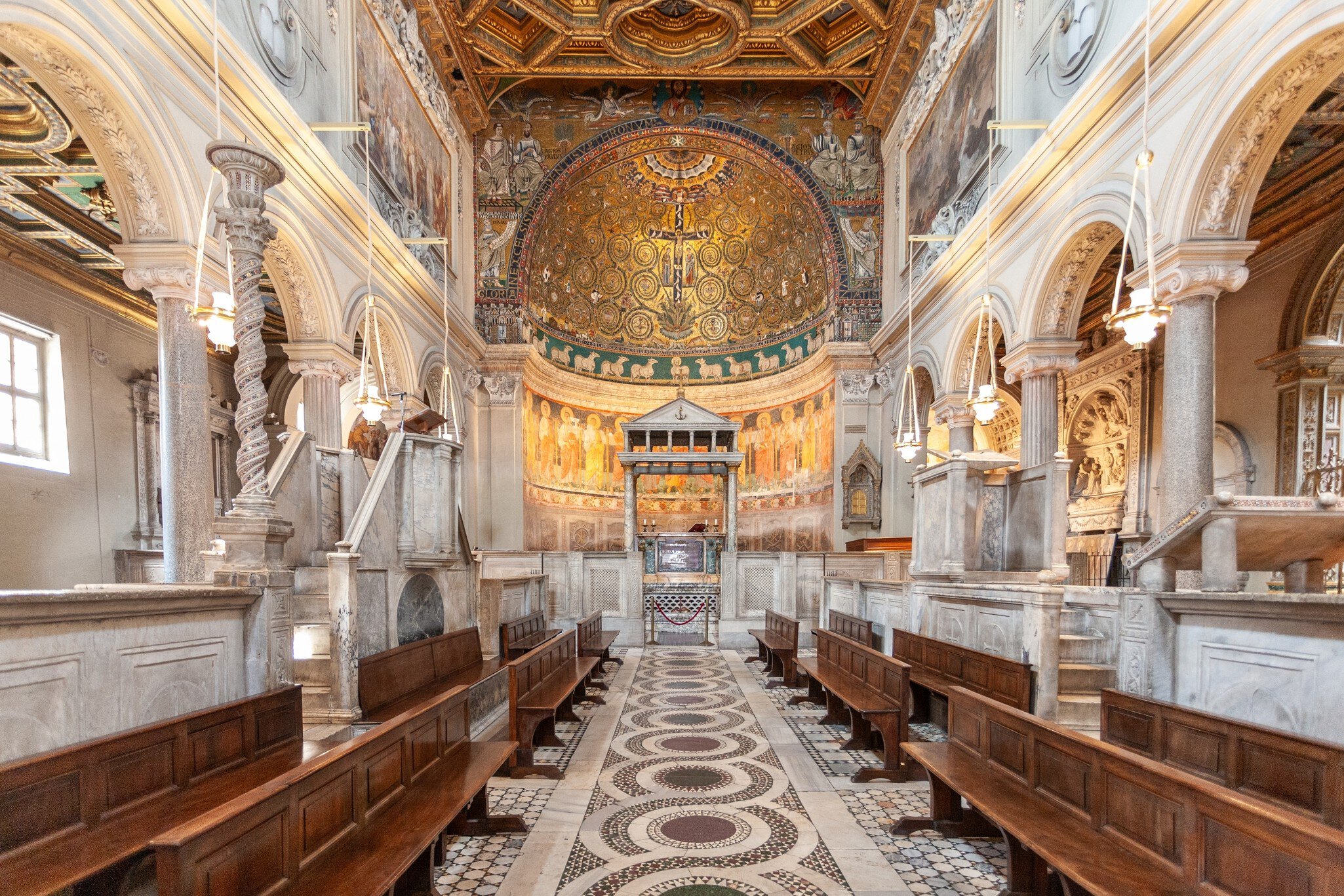 The nave of the Basilica di San Clemente in Rome, Italy.