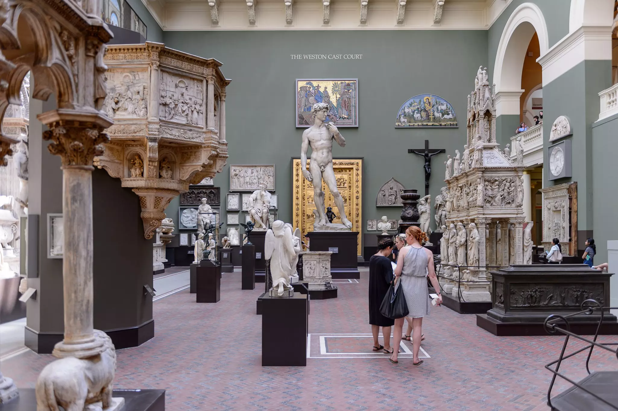Renaissance marble sculptures on display in a museum