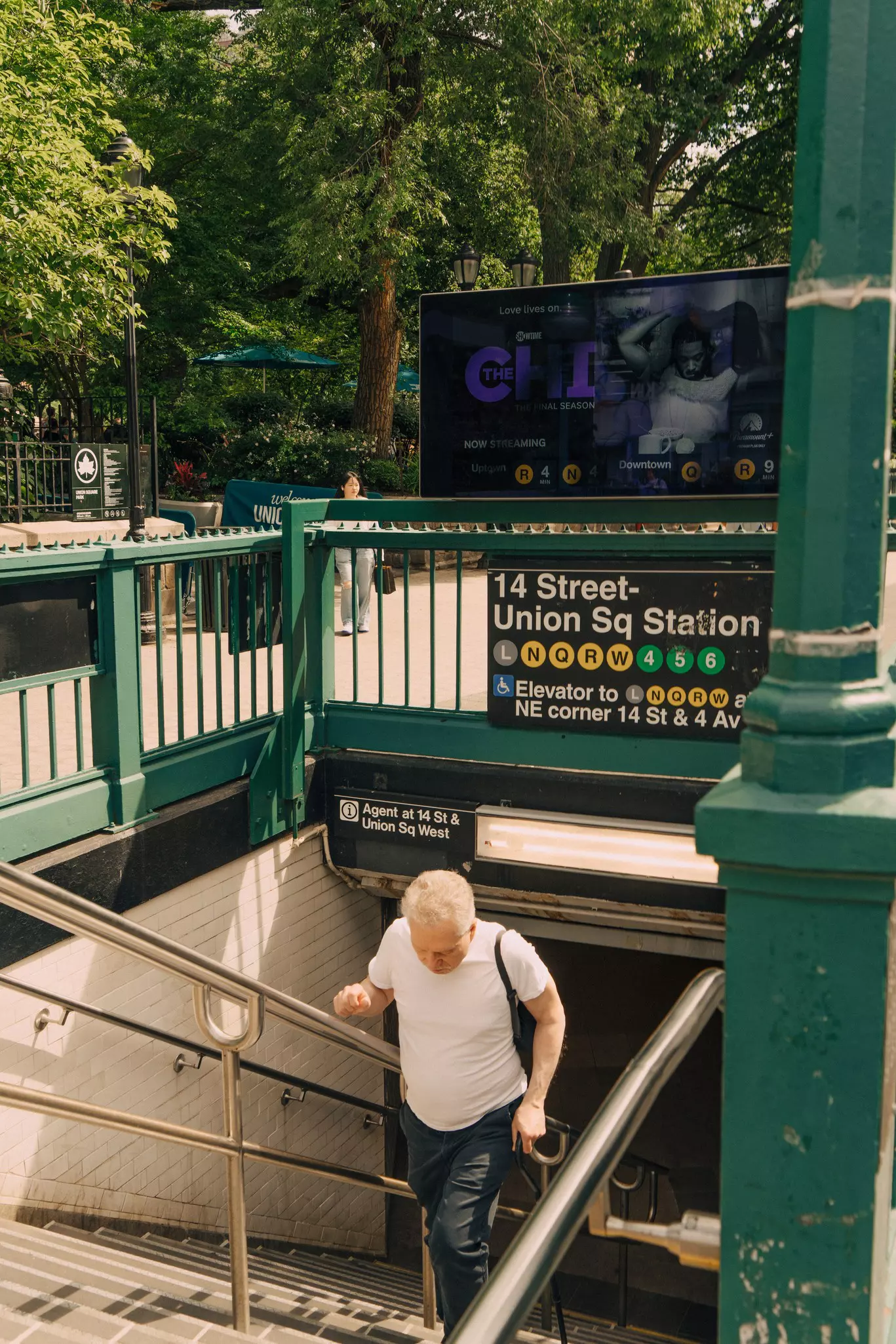 Exiting the 14 Street-Union Sq Station. Union Square, Manhattan, New York City.