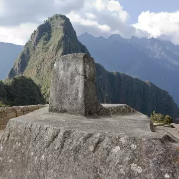 Intihuatana Stone at Machu Picchu, Peru.