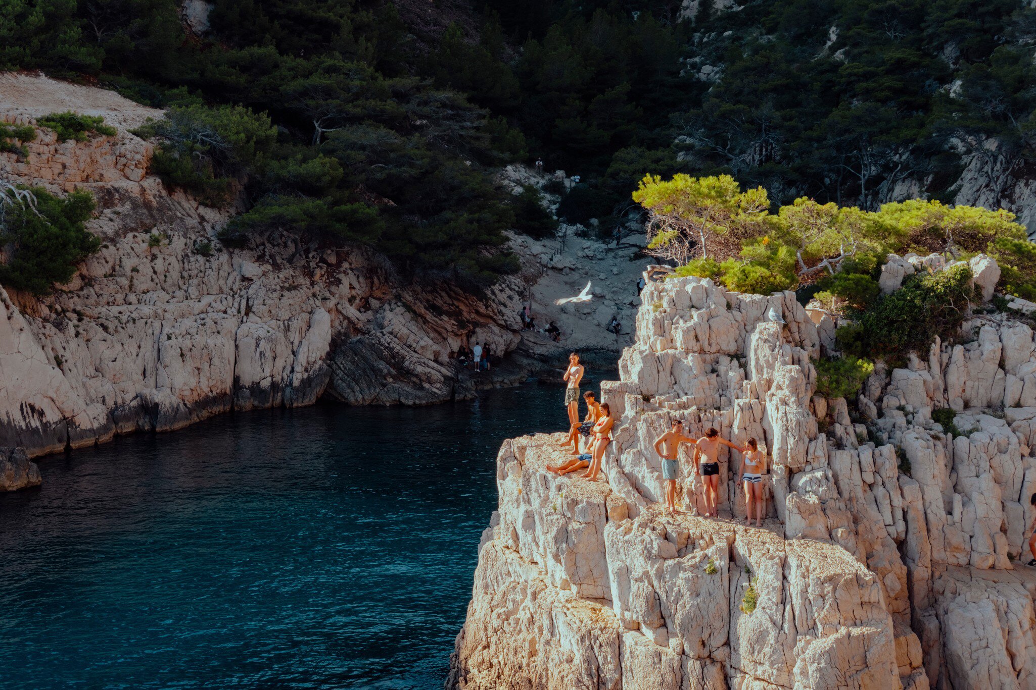 Swimming in Calanques National Park near Marseille, France.