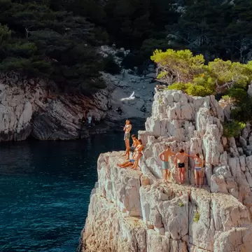 Swimming in Calanques National Park near Marseille, France.