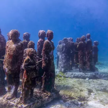 The Museum of Underwater Art in Isla Mujeres near Cancun in Mexico