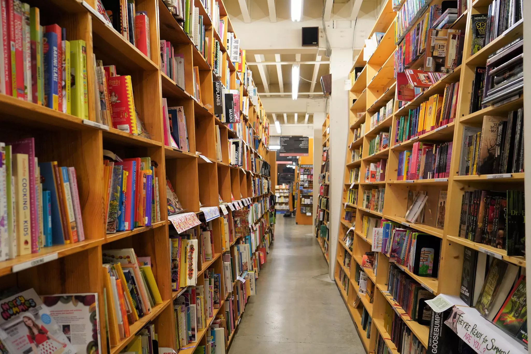 Inside Powell's City of Books, known to be the largest independent new and used bookstore in the world.