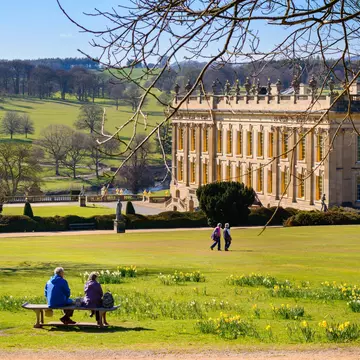 A couple in springtime at Chatsworth House, Bakewell, Derbyshire