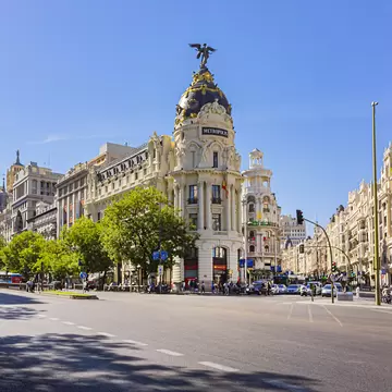 MADRID, SPAIN - SEPTEMBER 16, 2016: Metropolis Building - beautiful office center situated on the corner of Calle de Alcala and Gran Via. Metropolis Building is a most photographed sight in Madrid.; Shutterstock ID 1529155088;