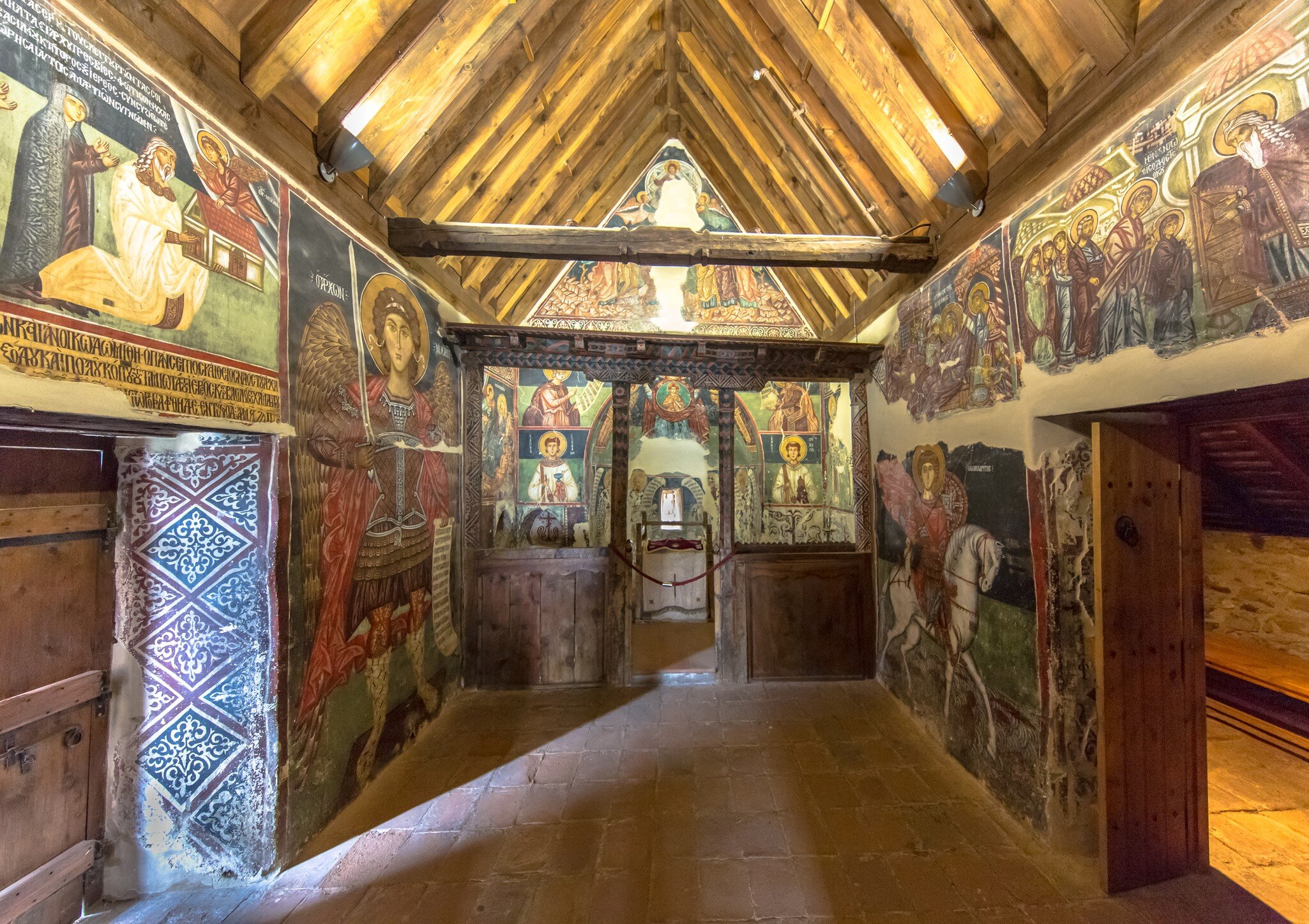 CYPRUS, TROODOS MOUNTAINS - MAY 2 2016:  Interior of Church of Archangelos Michail or Archangel Michael in village of Pedoulas with Historic icon paintings; Shutterstock ID 1178342608;