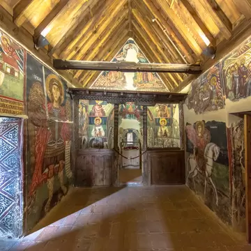 CYPRUS, TROODOS MOUNTAINS - MAY 2 2016:  Interior of Church of Archangelos Michail or Archangel Michael in village of Pedoulas with Historic icon paintings; Shutterstock ID 1178342608;